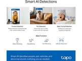 TAPO Caméra de sécurité TC72 Pan/Tilt AI Wi-Fi  Blanc (TC72 PAN/TILT CAMERA QHD)
