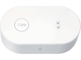 Un appareil blanc, ovale, avec un logo rond et deux boutons.