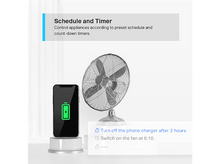 Charger l&#39;image dans la galerie, Un téléphone avec une icône de chargement à côté d&#39;un ventilateur, avec du texte sur les horaires et les minuteries.
