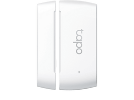 Capteur de porte Tapo blanc, deux pièces, avec le logo Tapo.