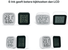 Charger l&#39;image dans la galerie, Plusieurs horloges numériques blanches affichant la température et l&#39;humidité.
