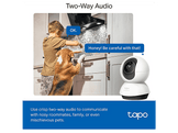 TAPO TC74 Caméra de sécurité intérieure panoramique/inclinable IA Wi-Fi Blanc
