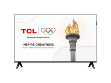 Charger l'image dans la galerie, Un écran de télévision TCL affiche les anneaux olympiques, une torche et les mots 'Inspire Greatness'.
