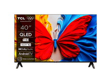 Charger l'image dans la galerie, Un téléviseur TCL, 40", QLED, avec un papillon coloré sur l'écran.
