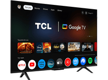 Charger l&#39;image dans la galerie, TCL Google TV. Pour vous, films, émissions, applications, bibliothèque. Applications : Netflix, YouTube, Prime Video, Disney+, etc. TV noir.
