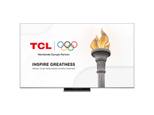 Charger l&#39;image dans la galerie, TV TCL avec anneaux olympiques et un flambeau, inspirant la grandeur.
