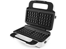 Charger l&#39;image dans la galerie, Gaufrier blanc ouvert montrant les plaques, prêt à l&#39;emploi.
