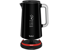 Charger l&#39;image dans la galerie, Une bouilloire électrique Tefal noire avec un affichage numérique sur fond blanc.
