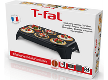 Charger l&#39;image dans la galerie, Boîte à gril multifonction T-Fal. Le gril comporte six sections de cuisson avec de la nourriture dessus.
