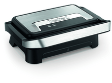 Charger l&#39;image dans la galerie, Un grill Tefal noir et argent, vue de dessus, sur fond blanc.
