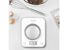 Charger l'image dans la galerie, Balance de cuisine Tefal Optiss blanche, affichant 410 ml, ingrédients.
