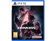 Boîtier du jeu Tekken 8 PS5 montrant deux personnages avec des couleurs rouges et bleues.