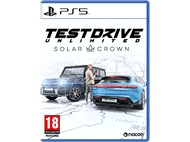Boîte de jeu PS5 pour Test Drive Unlimited Solar Crown, avec des voitures et une carte.