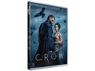 Jaquette DVD de 'The Crow', avec un homme et une femme en tenue sombre et des corbeaux.