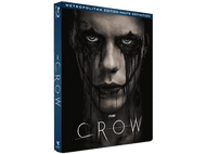 Coffret Blu-ray The Crow. Un homme avec du maquillage noir et des cheveux foncés, avec du texte.