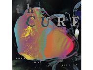 Pochette de l'album 'The Cure' avec un design abstrait coloré et le nom du groupe.