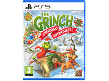 Charger l&#39;image dans la galerie, Boîtier de jeu PS5, &#39;The Grinch Christmas Adventures&#39;, avec le Grinch et un chien, avec un sapin de Noël.
