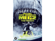 Affiche du film Meg 2. Requin, Jason Statham en jet ski, texte en français.