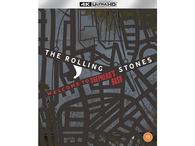 La pochette de 'Welcome to Shepherd's Bush' des Rolling Stones en 4K Ultra HD, avec un design en forme de carte.