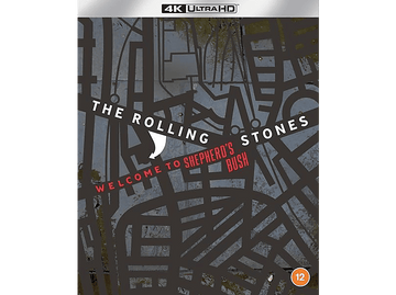 La pochette de 'Welcome to Shepherd's Bush' des Rolling Stones en 4K Ultra HD, avec un design en forme de carte.
