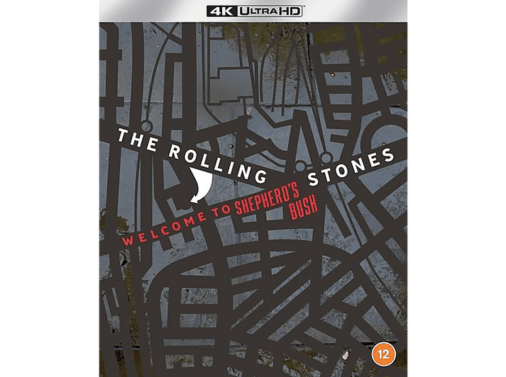 La pochette de 'Welcome to Shepherd's Bush' des Rolling Stones en 4K Ultra HD, avec un design en forme de carte.