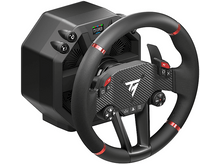 Charger l&#39;image dans la galerie, Volant de course noir et rouge. Il possède des boutons et un écran. Le volant est sur fond blanc.
