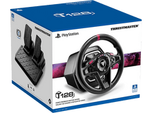 Charger l&#39;image dans la galerie, Volant de jeu et pédales dans une boîte. La boîte est bleue et blanche.
