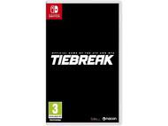 Boîtier du jeu Tiebreak pour Nintendo Switch. La couverture est noire avec le titre du jeu en blanc.