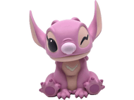 Figurine d'ange rose clignant de l'œil, avec grands yeux et oreilles.