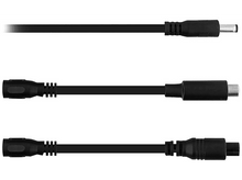 Charger l&#39;image dans la galerie, Trois câbles noirs avec différents connecteurs, chacun avec un connecteur noir.

