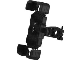 Support de téléphone noir pour vélo avec pinces réglables et logo tnb.
