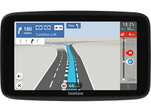 Charger l&#39;image dans la galerie, Un appareil de navigation GPS TomTom affiche une carte routière avec des indications et une limitation de vitesse de 80 km/h.
