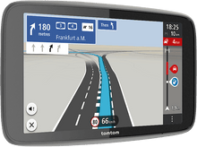 Charger l&#39;image dans la galerie, Appareil de navigation GPS affichant une carte routière avec des indications de trajet, boîtier gris.
