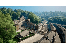 Charger l&#39;image dans la galerie, Des cyclistes courent dans une ville avec des spectateurs bordant la route.
