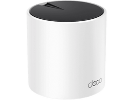 Un routeur cylindrique blanc avec un dessus noir. Le mot "deco" est imprimé en bas.