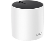 Un routeur cylindrique blanc avec un dessus noir. Le mot 