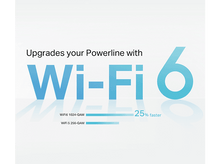 Charger l&#39;image dans la galerie, Logo Wi-Fi 6 avec texte. Graphiques montrent 25% plus vite que Wi-Fi 5.
