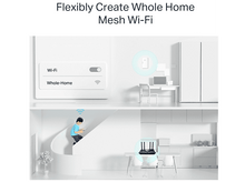 Charger l&#39;image dans la galerie, Un schéma montre les paramètres Wi-Fi et une configuration de réseau maillé, montrant une maison avec une bonne couverture.
