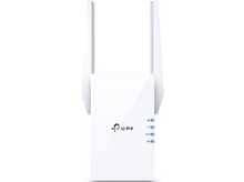 Charger l&#39;image dans la galerie, Répéteur Wi-Fi tp-link blanc avec deux antennes et trois lumières bleues sur fond blanc.
