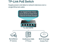 Charger l&#39;image dans la galerie, TP-LINK Smartswitch TL-SG105PE 5-port Gigabit Easy avec 4 ports PoE+ Noir (TL-SG105PE PoE+ Switch)
