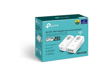 Charger l&#39;image dans la galerie, Une boîte bleu-vert affiche un kit WiFi TP-Link avec deux adaptateurs blancs, étiquetés AV1300 et AC1200 Wi-Fi.
