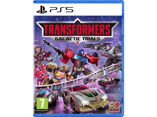 Charger l&#39;image dans la galerie, Pochette de jeu PS5 : Transformers Galactic Trials, avec des robots en course et le logo du jeu.
