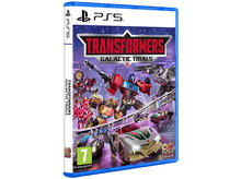 Charger l&#39;image dans la galerie, Boîte de jeu PS5, Transformers Galactic Trials, avec des personnages et des voitures de course.
