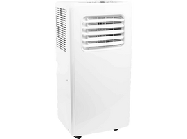 Climatiseur portable blanc avec des aérations.