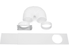 Charger l&#39;image dans la galerie, Pièces blanches de climatiseur portable: tuyau, évent et connecteurs.
