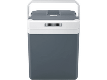 Charger l&#39;image dans la galerie, Une glacière grise avec un dessus et une poignée blancs.
