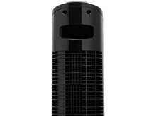 Charger l&#39;image dans la galerie, Un ventilateur tour noir. Il a un sommet arrondi avec deux petits trous. Une grille rectangulaire est au centre.
