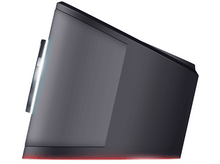 Charger l&#39;image dans la galerie, Haut-parleur noir et gris sur fond blanc. Une lumière rouge est visible en bas.
