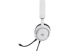 Charger l&#39;image dans la galerie, Un casque blanc avec un microphone. Le casque porte le logo Playstation.
