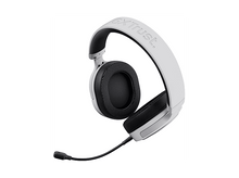 Charger l&#39;image dans la galerie, Casque de jeu blanc. Oreillettes noires, microphone attaché.
